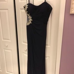 Dark Blue Strapless (optional) formal dress